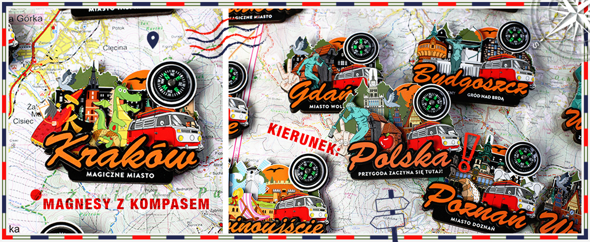 magnesy z kompasem